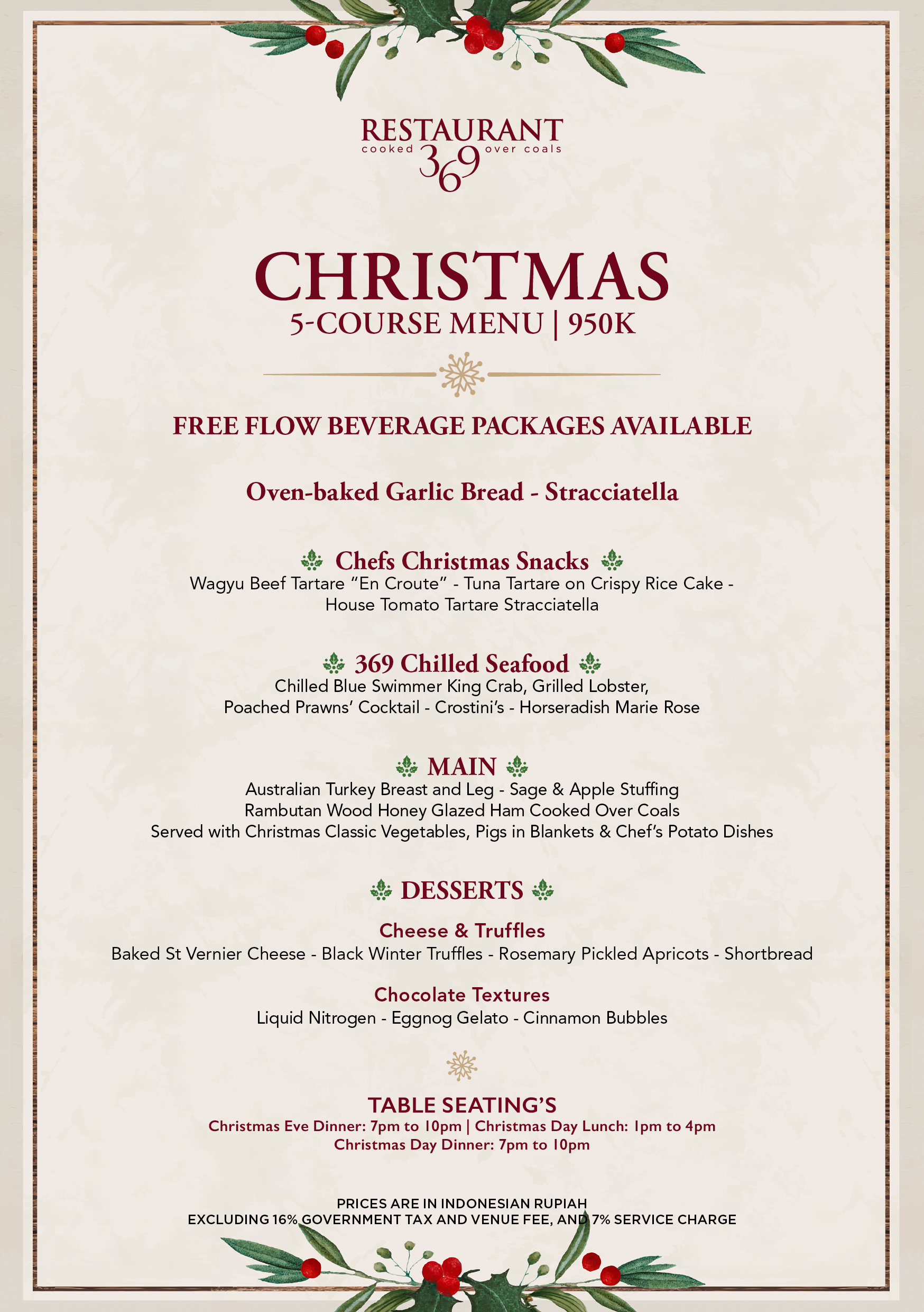 Christmas 5 Course Menu